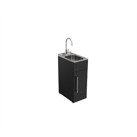 Supertub Slim Laundry Tub with Stainless Steel Gooseneck Stainless Steel Tap Black