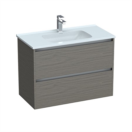 LeVivi Cibolo 900mm Double Drawer Wall-Hung Vanity Elm