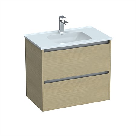 LeVivi Cibolo 750mm Double Drawer Wall-Hung Vanity Light Oak